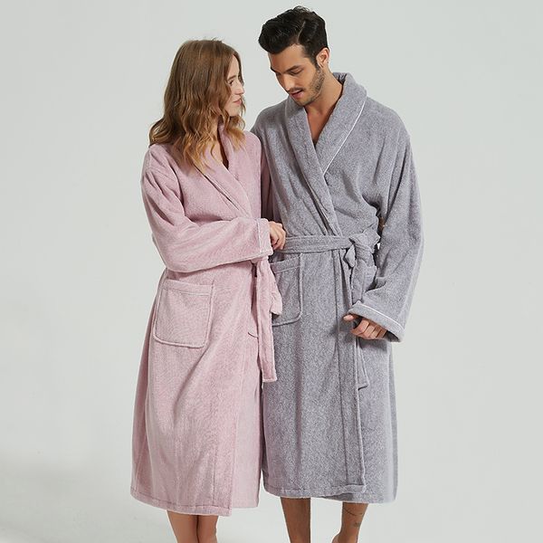 

bathrobe women winter warm towel fleece men's bathrobe nightgown kimono cotton dressing gown sleepwear female home clothes white, Black;red