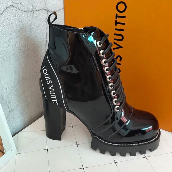 

high grade 2019 classic autumn and winter bootieslv boots women leather super fire korean soft genuine high heels custom locomotive boot, Black