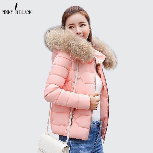 

pinkyis black 2021 parkas for women coats faux fur collar hooded cotton slim warm jacket womens winter jackets coat, Tan;black