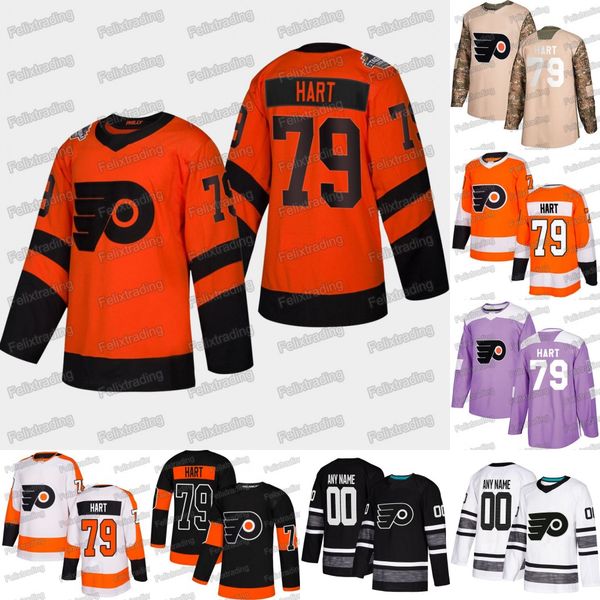 

79 Carter Hart Philadelphia Flyers 2019 Stadium Series Ivan Provorov Travis Sanheim Brian Elliott Mike McKenna Justin Bailey Jersey
