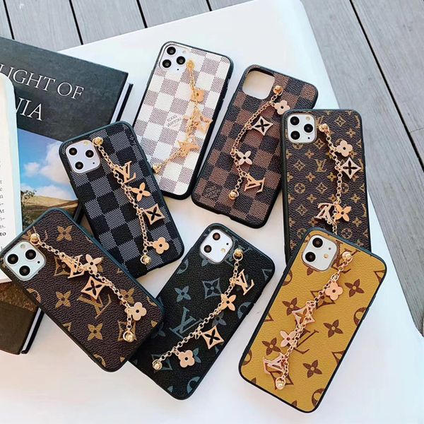 

Роскошный дизайнерский чехол с золотыми фирменными браслетами для Iphone 11 Pro MAX 7 8 аксессуары для мобильных телефонов искусственные кожаные чехлы