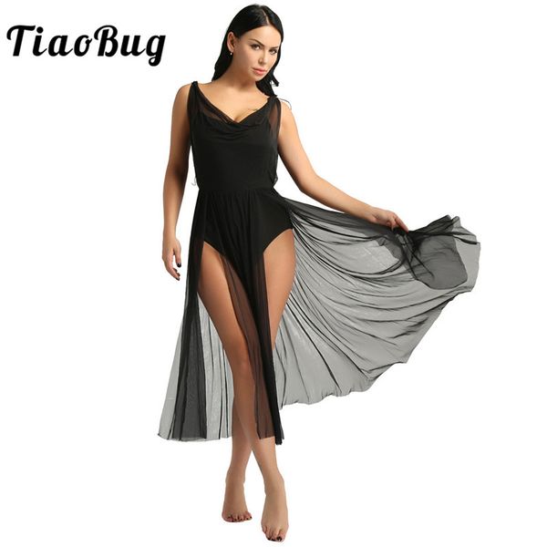 

tiaobug new women mesh ballet tutu dress built in shelf bra leotard gymnastics leotard contemporary lyrical dance costumes, Black;red