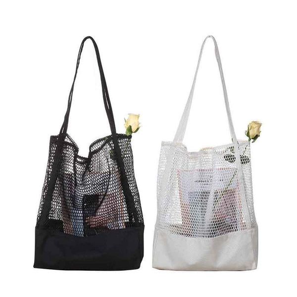 

korean style beach shoulder bag casual canvas hollow out friendly shopping shopper hand bags student fashion bag handbags pouch