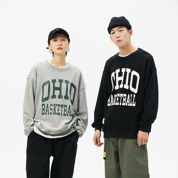 

city where the product 2020 spring new style casual printed pullover hoody origional long sleeve couple's hoodie, Black