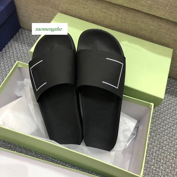 

off leisure indoor beach slippers white printing lovers slippers with box, Black