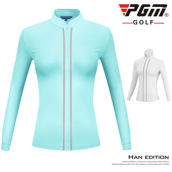 

golf sportswear ladies long-sleeved golf t-shirt autumn/winter warm stand collar slim women's clothing sports t shirt women, Black;blue