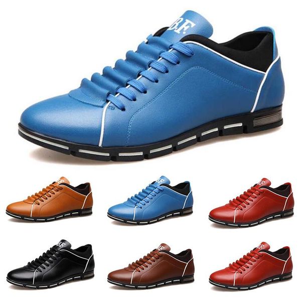 

men casual leather shoes black red chestnut light blue fashion mens sneakers flat shoe outdoor walking size 40-45 #21