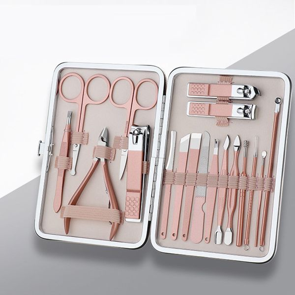 

18pc manicure tools nail clipper nipper professional manicure tool set travel pedicure tool kit with case nail art trimming