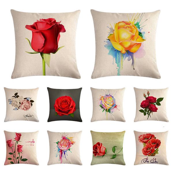 

оптовая подушка наволочка урожай потертого chic red rose обложка ретро штемпель валентайн подарок декор housse de coussin zy1092
