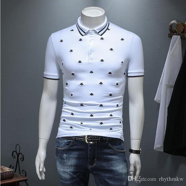 

summer new fashion cotton lapel men short sleeve t-shirt slim fashion casual men t-shirt black and white m-5xl size, White;black