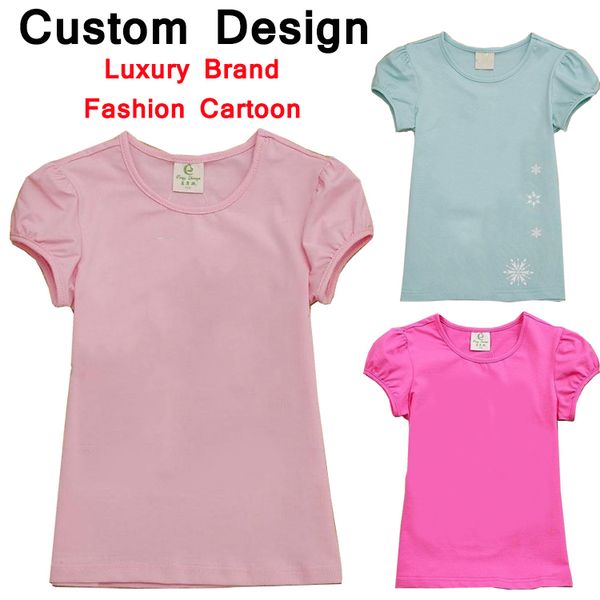 

замороженная принцесса хлопчатобумажная футболка высокое качество девушка printting лето малыш тройники роскошный дизайн поддержка настроить, Blue