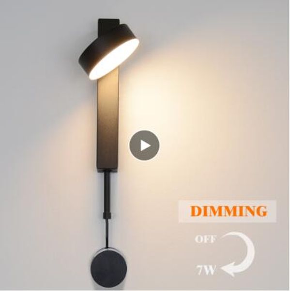 

led wall lamp with switch dimmable modern wall lamps nordic adjustable angle bedroom bedside wall light reading lamp