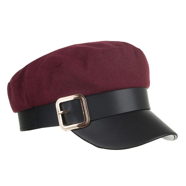 

2018 autumn winter metal square buckle berets hat for women cotton material beret cap female winter outdoor leisure cap, Blue;gray