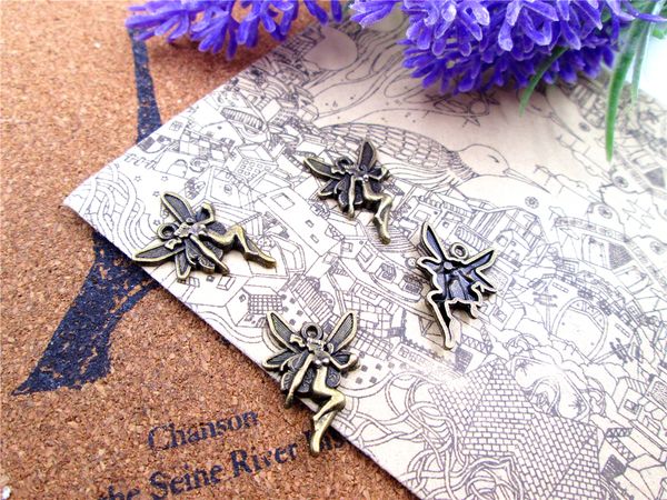 

90pcs- small fairy charms bronze tone fairy charm pendants 22x15mm, Bronze;silver