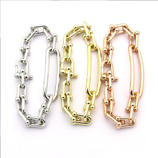 

link, chain jewelry man woman u-shaped stainless steel bracelet 2021 fashion with couple increase, Black