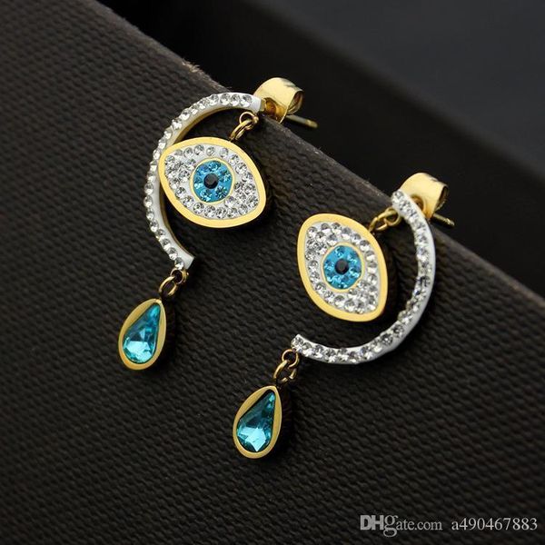 

new fashion brand titanium steel earrings 18k gold rose silver devil's tears earrings fashion ladies earrings couple gift, Golden;silver