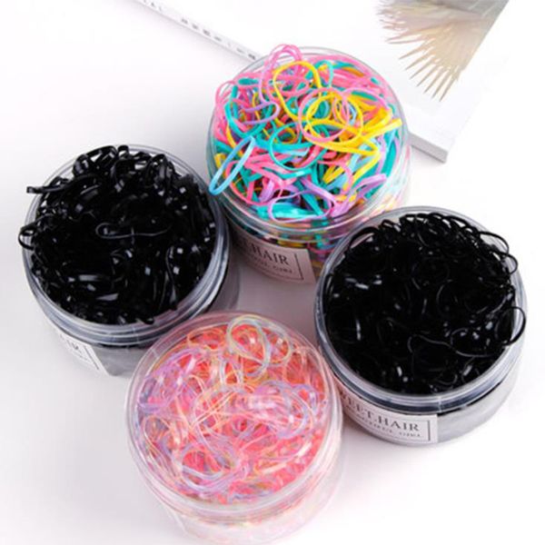 

500-2500pcs/box children disposable elastic hair bands ponytail holder girls colourful rubber bands kids gum for hair scrunchies, Slivery;white