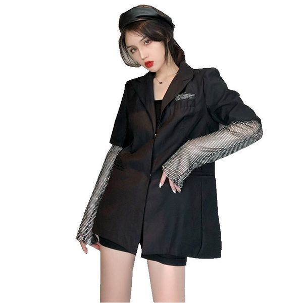 

blazer feminino autumn clothing new style elegant industrial panel sleeve women's small suit coat, White;black