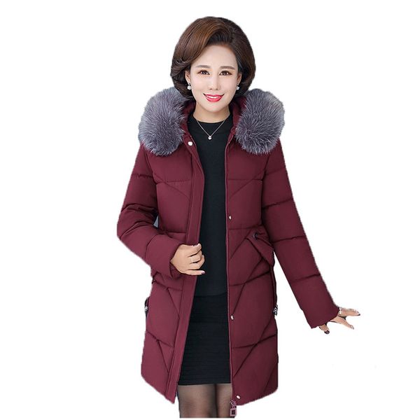 

mom winter parka coat women gray black wine red hooded warmth clothing 19 new 7xl plus size loose fashion down cotton coat jd706