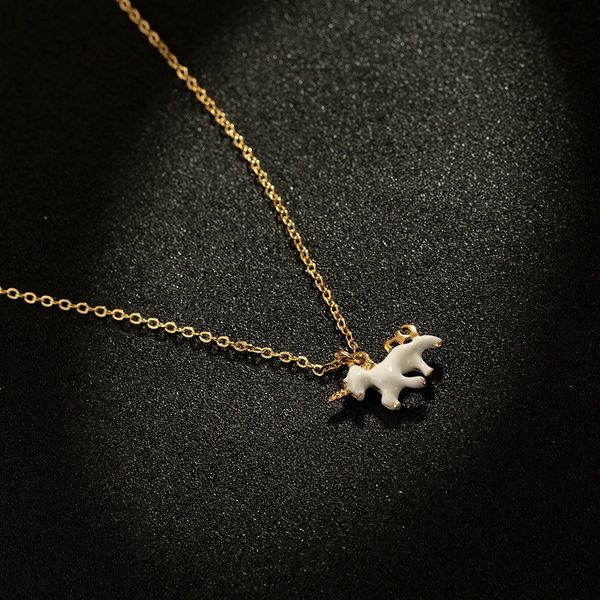 

unicorn pendant cute necklace golden chain choker for women girls gifts, Silver