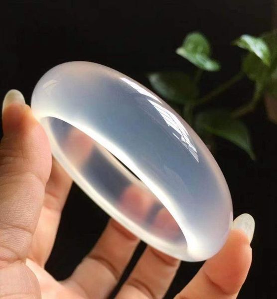 

zheru jewelry natural agate 54mm-62m white bracelet elegant princess jade bracelet send mother to girlfriend, Golden;silver