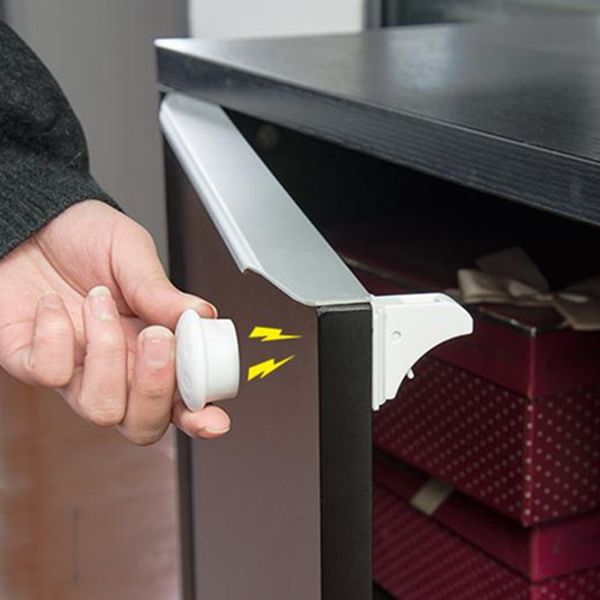 

magnetic cabinet locks for babyproof baby safety- no tools or screws needed (4 locks + 1 key