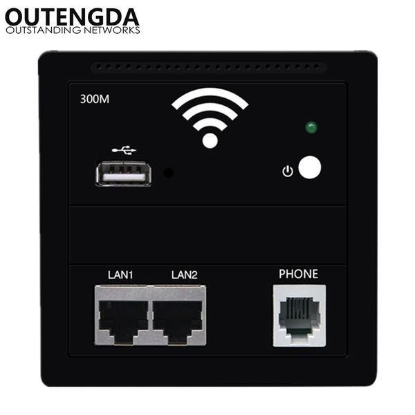 300 M EU-Standard 86-Typ-Panel-in-Wand-Wireless-Access-Point mit Dual-LAN-RJ45-USB- und RJ11-Telefonanschlüssen WIFI-Hotel-Gasthof-Router