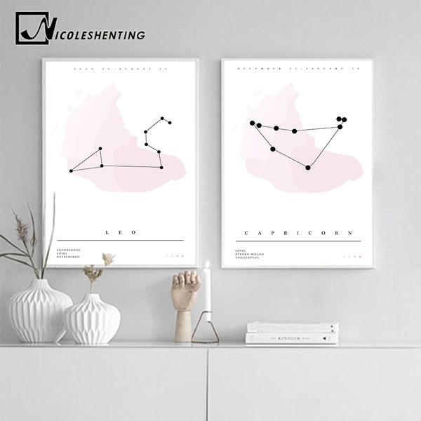 

twelve constellations nursery wall art canvas posters zodiac astrology sign prints painting nordic kids decoration pictures