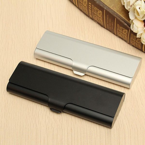 

slim matte hard metal spectacles glasses eyewear cases black silver eyeglasses case travel portable holder box gifts