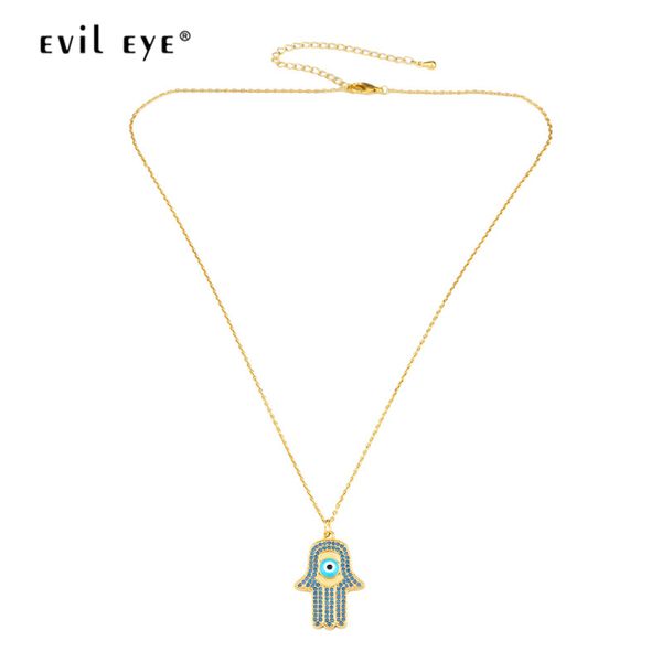 

evil eye pendant necklace rose gold silver color chain hand evil eye choker necklace charm jewelry for women female girls le111