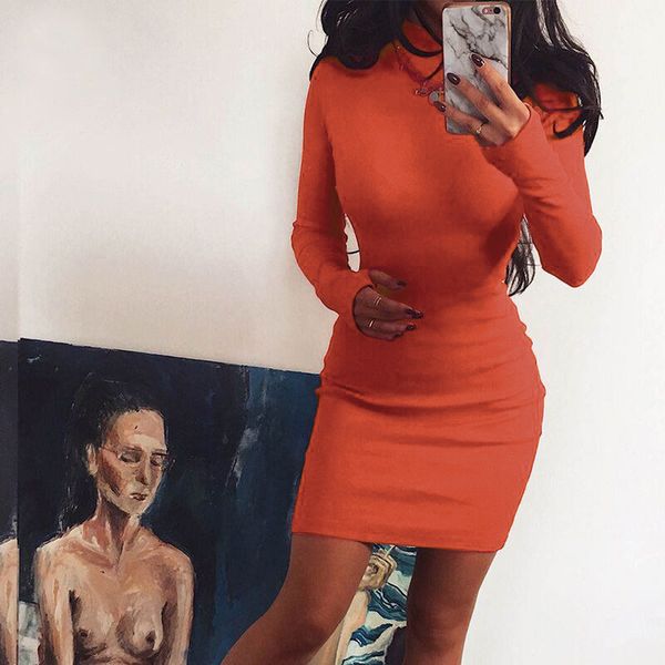 

новое прибытие женская мода платья с длинным рукавом сплошной цвет осеннее платье роскошные женские цвета трикотажные платья женская одежда, Black;gray