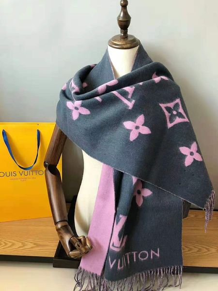 

fashionable and high-end series of atmospheric temperament scarf delicate double-sided cashmere shawls exquisite workmanship, Blue;gray