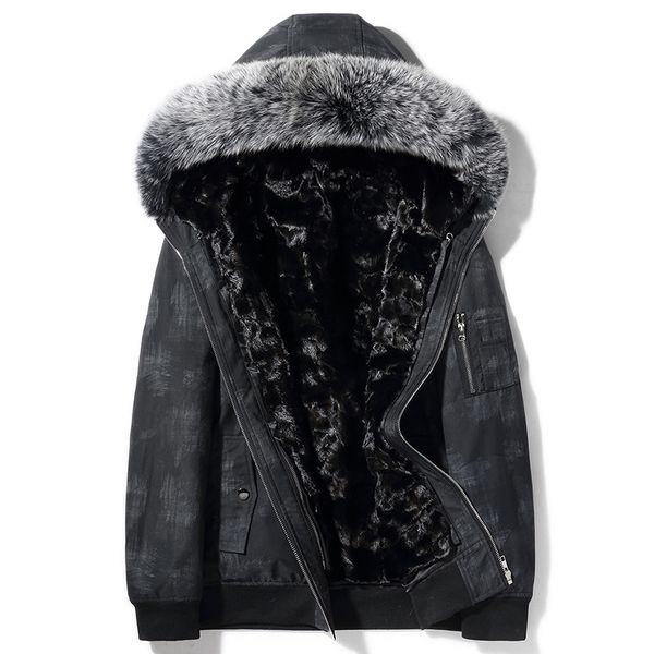 

dajane winter cold outdoor thickening man liner coat big collars youth jackets hooded jacket parker, Black