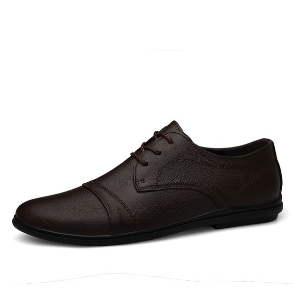 

new leather shoes men's flats oxfords shoes fashion design male causal lace-up leather for sneaker, Black