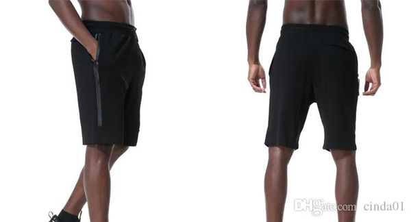 

fleece sport shorts zipper pocket sport pants casual pants grey black s-xl, White;black