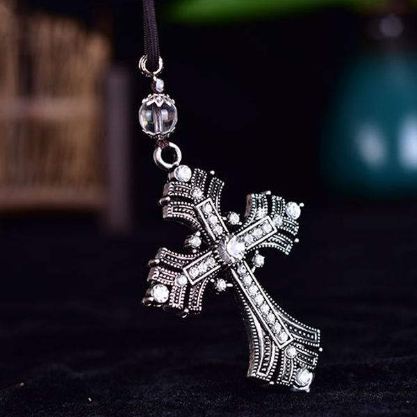

1 pcs metal cross jesus christian car rear view mirror car pendant hanging styling accessories auto decoration