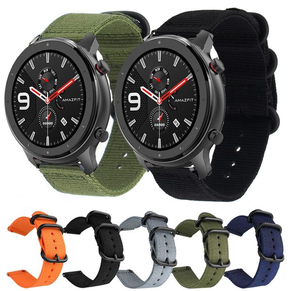 

22mm watch band for huami amazfit gtr 47mm 47 smart watch strap sport nylon breathable bracelet for amazfit pace stratos 2 2s, Black;brown