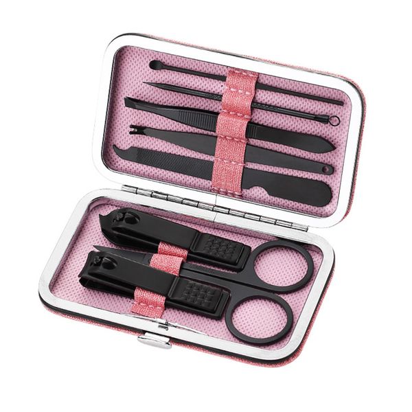 

8pcs stainless steel kit pedicure manicure set nail clippers scissors ear pick acne needle traveling grooming kit