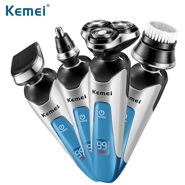 

kemei 4 in 1 electric shaver washable nose hair trimmer electric razor men shaving machine grooming kit face cleanser km-5390