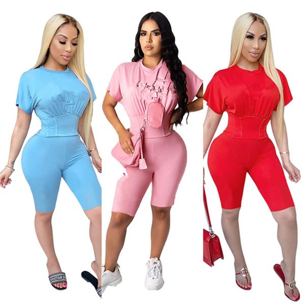

plus size 2xl women summer trendy sports two piece set designer red outfits short sleeve t-shirt+short pants casual letter sportswear 3282, Black;gray