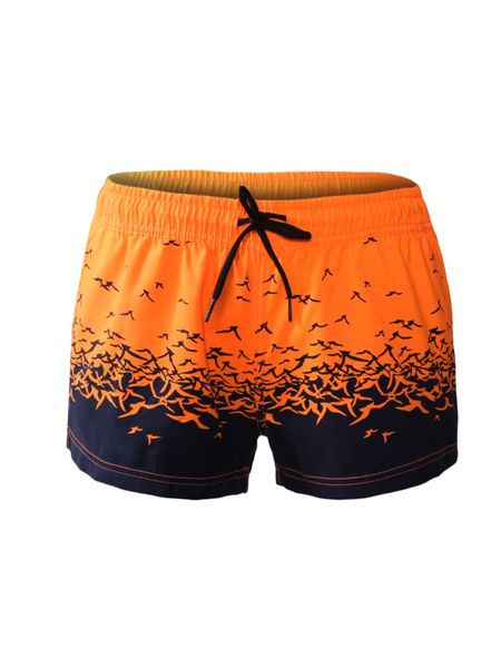 

оранжевая морская чайка печатные женские плавательные шорты, White;black