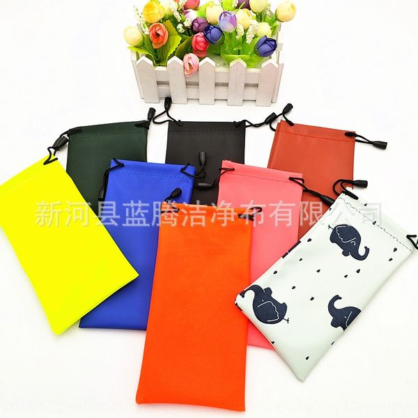 

color leather storage sun sun sun glasses mobile phone storage bag summer glasses bag, Blue