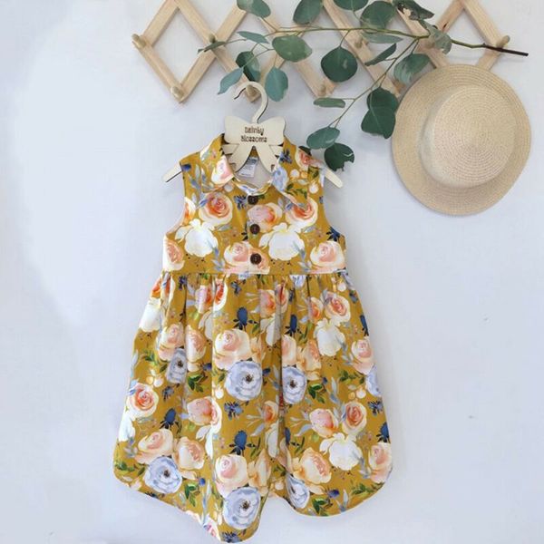 

2020 toddler kids baby girl summer clothes princess party dress beach floral dresses, Red;yellow
