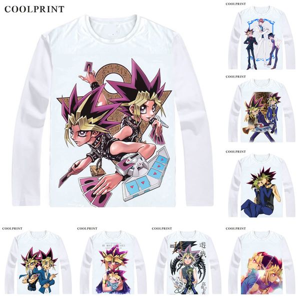 

mutou yuugi muto yugi t shirt duel monsters yuu gi ou yu-gi-oh king of games men t-shirt casual vintage tshirt long sleeve shirts, White;black