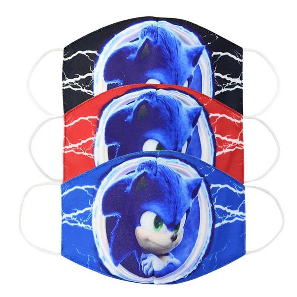 

2020 cartoon sonic face masks anti pollution dust mask kids dust respirator washable reusable cotton mouth muffle mouou, Blue