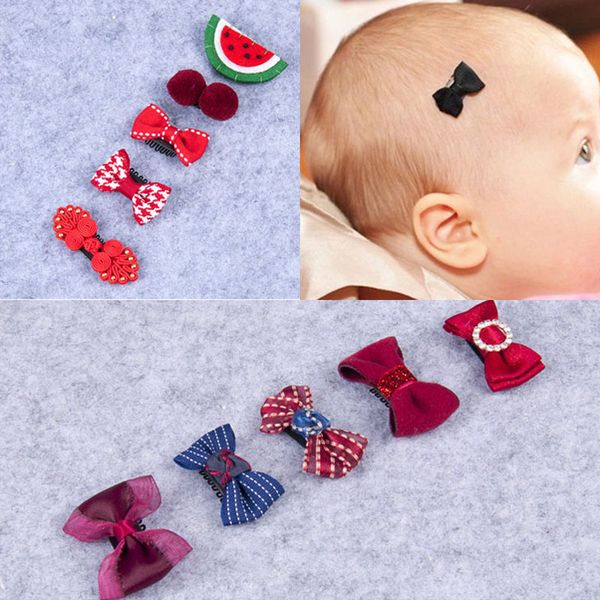 

5pcs/set baby girls bowknot hair clip sets baby hair accessories hairpins headgear headwear decorations for girls barrettes, Slivery;white