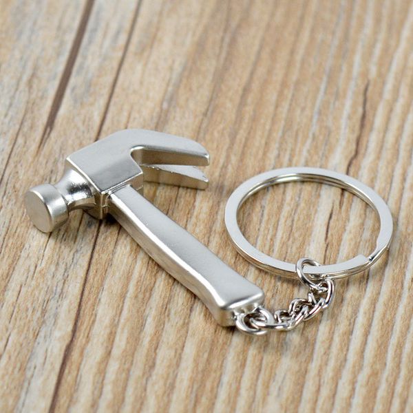 

mini metal keychain personality claw hammer pendant model keyring claw hammer key chain ring party favors, Silver