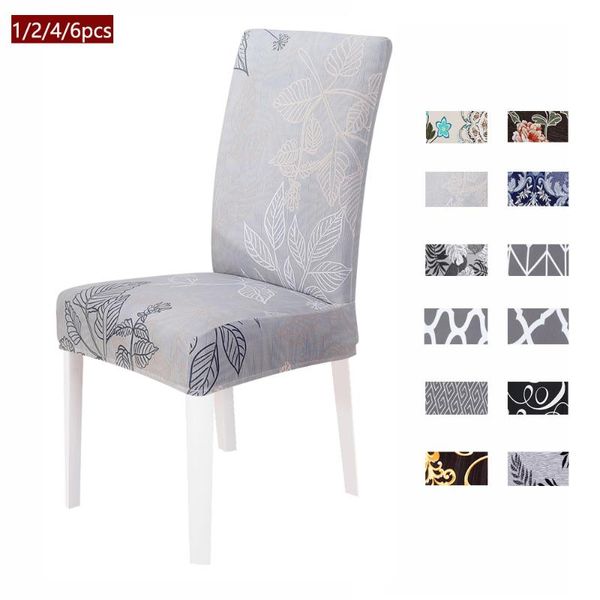 

1/2/4/6pcs geometric elastic spandex chair cover print dining solid color stretch elastic slipcovers chair covers for kitchen