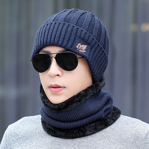 

мужская зимняя шапка и шарф кольцо set двухсекционный сгущает winter warm set женские шапки шарфы мужские унисекс skullies beanie, Blue;gray