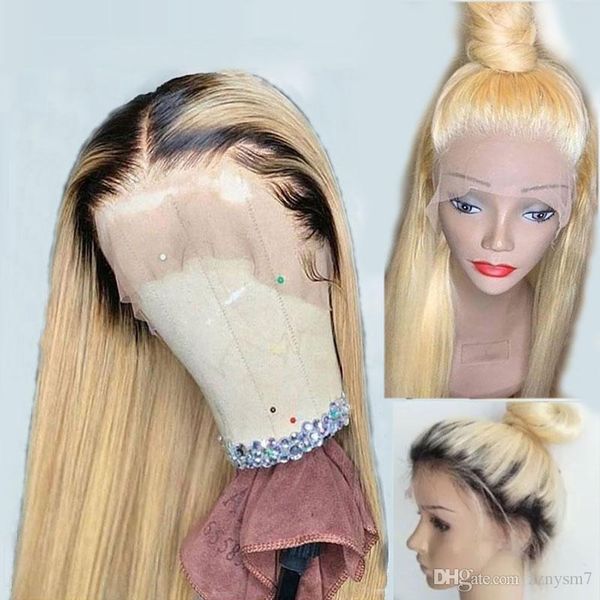 613 Blonde Ombre 360 Transparent Hd Lace Frontal Human Hair Wig